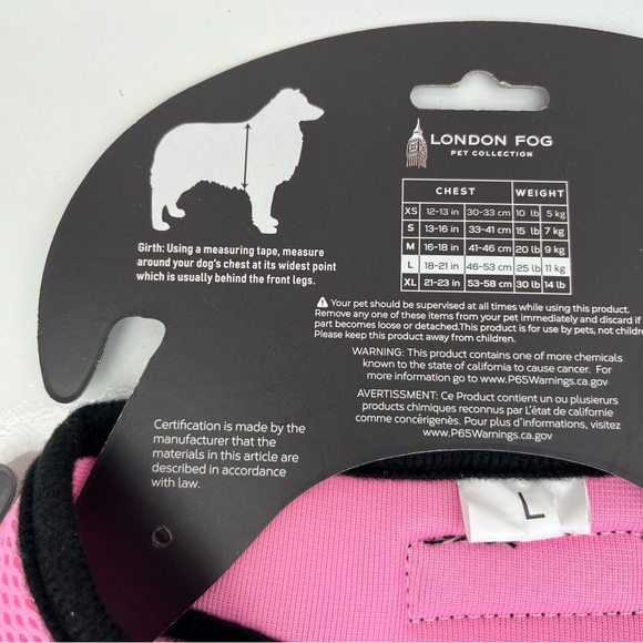 London Fog Pet Collection Pink Dog Harness Size Large - Picture 6 of 6
